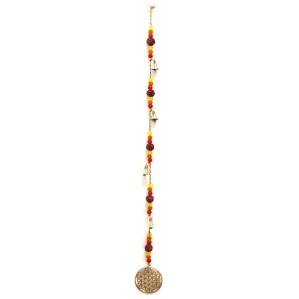 Indian Chimes - Brass Flower of Life with Rudraksha Beads String Bells