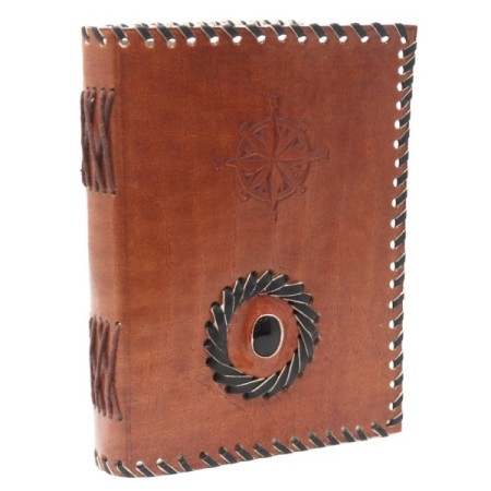 Leather Black onyx & Compas Notebook (7x5") Leather Black onyx & Compas Notebook (7x5")