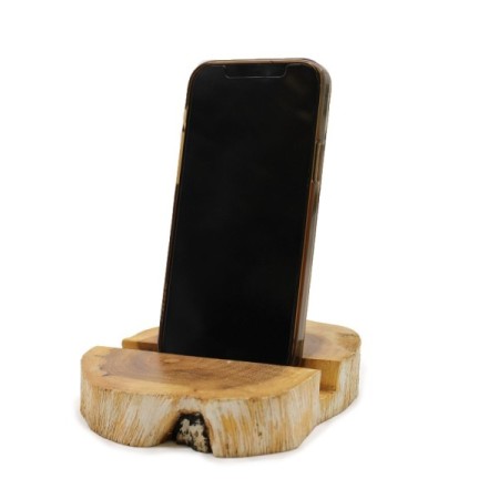 Lrg Gamal Wood Phone Holder - Whitewash Lrg Gamal Wood Phone Holder - Whitewash