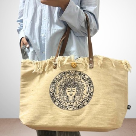 Natural Tote Bag Leather Handle - Inspiration Natural Tote Bag Leather Handle - Inspiration