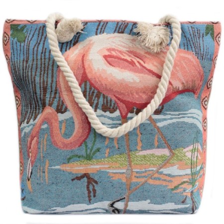 Rope Handle Bag - Pink Flamingo Rope Handle Bag - Pink Flamingo