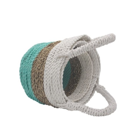 Seagrass Basket Set - Green / Natural / White Seagrass Basket Set - Green / Natural / White