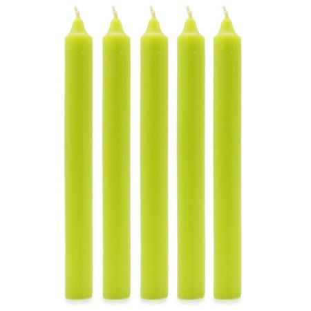 Solid Colour Dinner Candles - Rustic Lime Green - Pack of 5 Solid Colour Dinner Candles - Rustic Lime Green - Pack of 5
