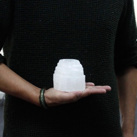 Selenite Mountain Top Candle Holder - 8 cm Selenite Mountain Top Candle Holder - 8 cm