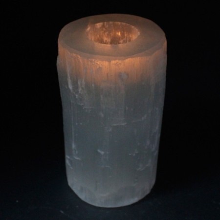 Selenite Cylinder Candle Holder - 15 cm Selenite Cylinder Candle Holder - 15 cm