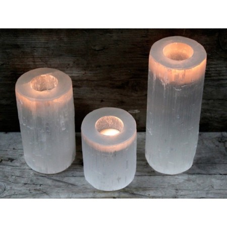 Selenite Cylinder Candle Holder - 20 cm Selenite Cylinder Candle Holder - 20 cm