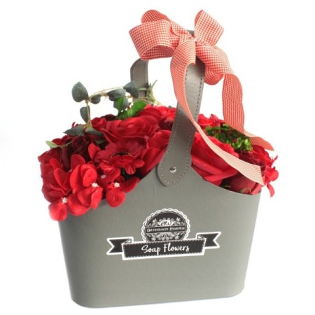 Basket Soap Flower Bouquet - Red Basket Soap Flower Bouquet - Red