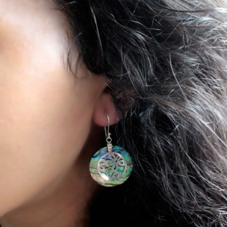 Shell & Silver Earrings - Three Hearts - Abalone Shell & Silver Earrings - Three Hearts - Abalone