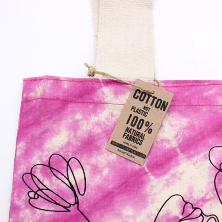 Tye-Dye Cotton Bag (6oz) - 38x42x12cm - Lotus Buddha - Multi Col - Natural Handle
