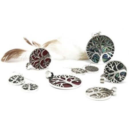 Tree of Life Silver Earrings 15mm - Mother of Pearl
