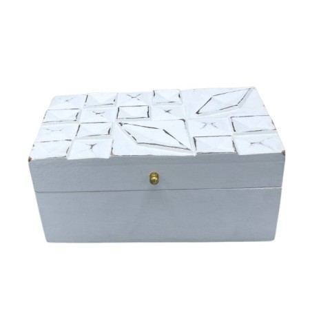 Vintage Deco - Multi Purpose Box - 22x12x10cm - White Diamonds Vintage Deco - Multi Purpose Box - 22x12x10cm - White Diamonds