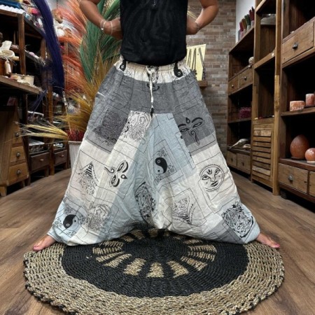 Yoga and Festival Pants - Aladdin Himalayan Print on Grey Yoga and Festival Pants - Aladdin Himalayan Print on Grey