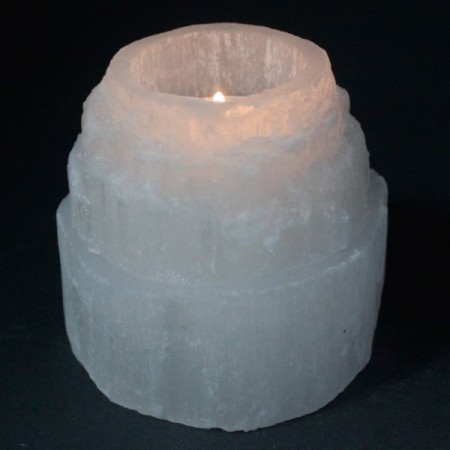Selenite Mountain Top Candle Holder - 8 cm Selenite Mountain Top Candle Holder - 8 cm