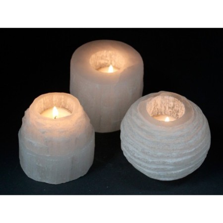Selenite Mountain Top Candle Holder - 8 cm Selenite Mountain Top Candle Holder - 8 cm