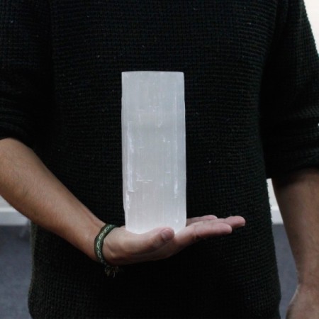 Selenite Cylinder Candle Holder - 20 cm Selenite Cylinder Candle Holder - 20 cm