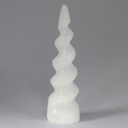 Selenite Spiral Unicorn Horn Tower - 15 cm Selenite Spiral Unicorn Horn Tower - 15 cm