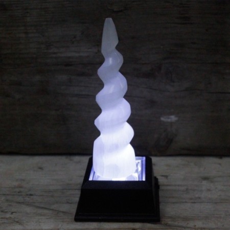 Selenite Spiral Unicorn Horn Tower - 15 cm Selenite Spiral Unicorn Horn Tower - 15 cm