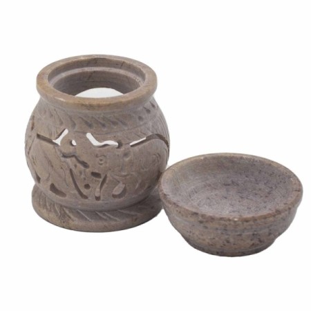 Small Soapstone Oil Burner 8cm - Elephant Small Soapstone Oil Burner 8cm - Elephant