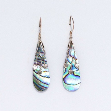 Shell & Silver Earrings - Three Hearts - Abalone Shell & Silver Earrings - Three Hearts - Abalone