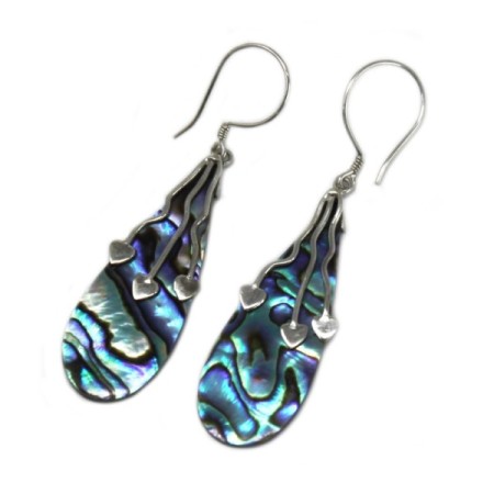 Shell & Silver Earrings - Three Hearts - Abalone Shell & Silver Earrings - Three Hearts - Abalone