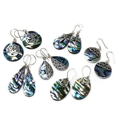 Shell & Silver Earrings - Three Hearts - Abalone Shell & Silver Earrings - Three Hearts - Abalone