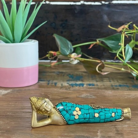 Brass Buddha Figure - Lying Down - 10cm Brass Buddha Figure - Lying Down - 10cm