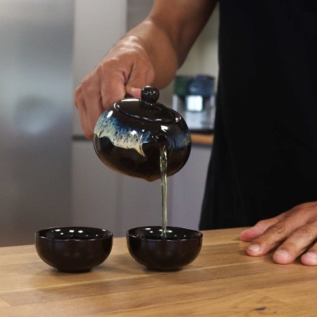 Herbal Black Glaze Teapot Set - Pot & Two Cups Herbal Black Glaze Teapot Set - Pot & Two Cups
