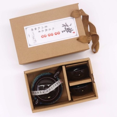 Herbal Black Glaze Teapot Set - Pot & Two Cups Herbal Black Glaze Teapot Set - Pot & Two Cups