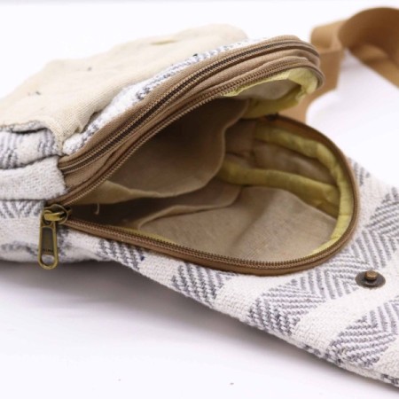 Body Cross Bag Natural Cotton - Grey & White Body Cross Bag Natural Cotton - Grey & White