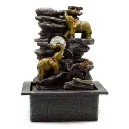 Tabletop Water Feature - 35cm - Elephants, Crystal Ball & Water Wheel Tabletop Water Feature - 35cm - Elephants, Crystal Ball & Water Wheel