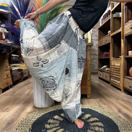 Yoga and Festival Pants - Aladdin Himalayan Print on Grey Yoga and Festival Pants - Aladdin Himalayan Print on Grey