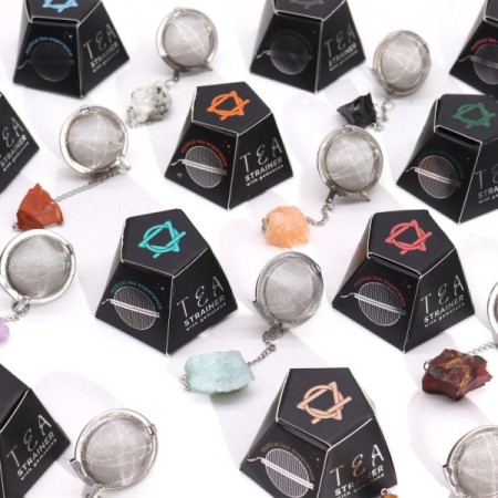 Raw Crystal Gemstone Tea Strainer - Black Obsidian Raw Crystal Gemstone Tea Strainer - Black Obsidian