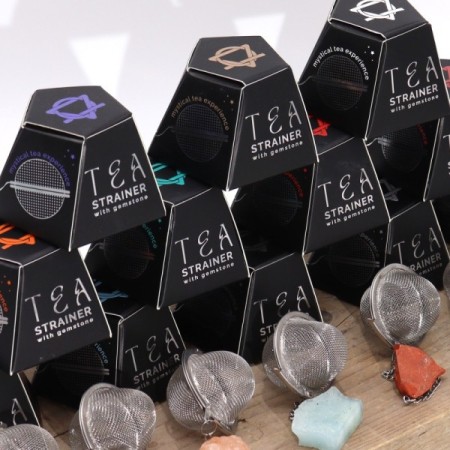 Raw Crystal Gemstone Tea Strainer - Black Obsidian Raw Crystal Gemstone Tea Strainer - Black Obsidian