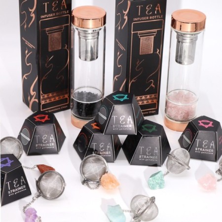 Raw Crystal Gemstone Tea Strainer - Black Obsidian Raw Crystal Gemstone Tea Strainer - Black Obsidian