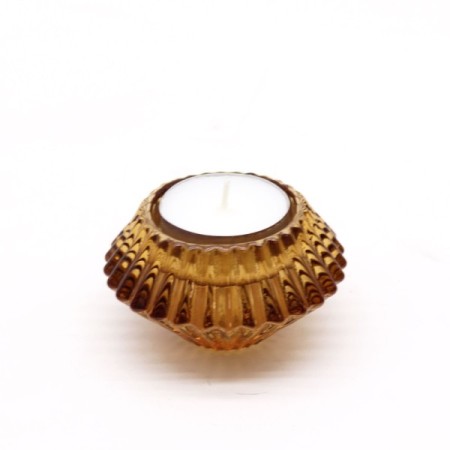 Flower Flip Dinner Candle / Tealight Holder - Antique Amber