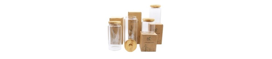 Cottage Bamboo Glass Jar