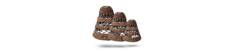 Natural Banana Leaf & Hitam Raffia Lamp Shades