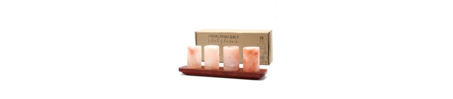 Himalayan Salt Shot Glasses & Wood Serving Tray