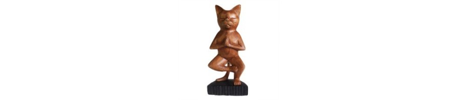 Hand Carved Yoga Cats