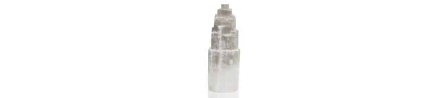 Natural Selenite Tower Lamp