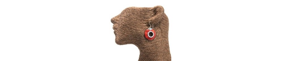 925 Silver Earrings - Red Coral Imitation