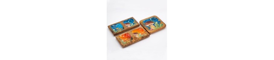 Enamelled Boxes & Trays with Mushroom Design