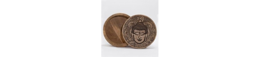 Wooden Boxes and Trays with Hamsa & Buddha